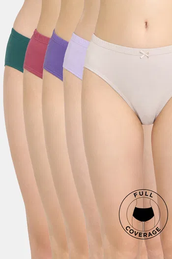 Buy Rosaline Medium Rise Full Coverage Hipster Panty (Pack of 5) - Multicolor